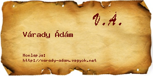 Várady Ádám névjegykártya